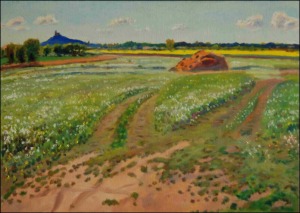 Modr od silnice ze Sezemic do Chote, 2008, olej na lepence (50x70)