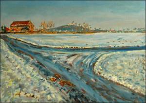 Mraziv zima s barokn spkou ve Starm Hraditi, 2006, olej na lepence (50x70)