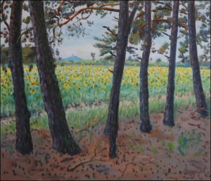 Od borovho lesa u Rokytna, 2009, olej na lepence (60x70)