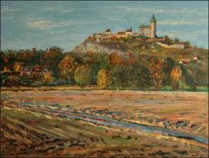 Podzim s cestou pod hradem, 2005, olej na lepence (60x80)