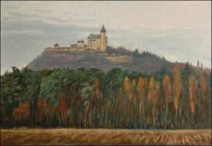 S podzimnm borovm lesem, 2004, olej na lepence (45x65)