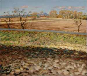 Slunn nor mezi Poaply a Sezemicemi, 2007, olej na lepence (70x80)