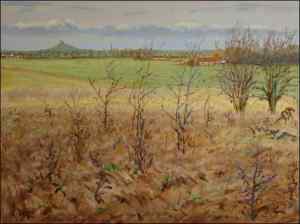 Z kopce nad Sezemicemi, 2007, olej na lepence (60x80)