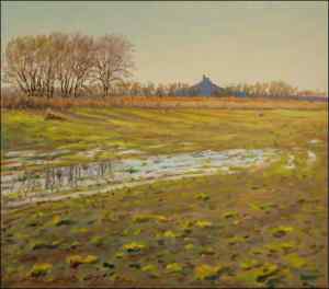 Zaplaven pole za Sezemicemi, 2007, olej na lepence (70x80)