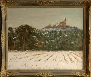 Zimn s borovic, 2005, olej na lepence (50x60)
