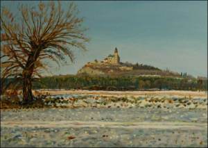 Zimn s vrbou u Kuntic, 2006, olej na lepence (50x70)
