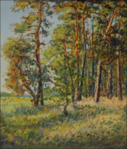 Borovice na kraji lesa mezi Rokytnem a Borkem, 2010, olej na lepence (70x60)