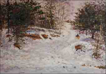Beh psnku u Mlic v zim, 2010, olej na lepence (70x100)