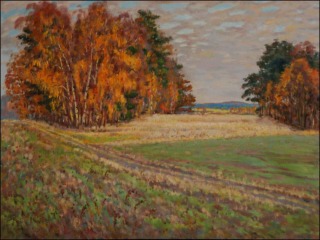 Bezov a borov hje za Hrdkem na podzim, 2009, olej na lepence (60x80)