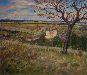 Bystr u Poliky z Dufkova kopce, 2010, olej na lepence (60x70)