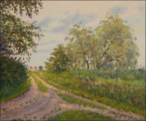 Cesta na kraji Ostean od Nemoic, 2007, olej na lepence (50 x 60)