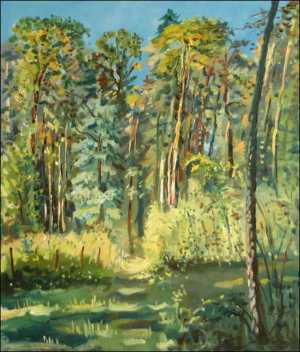 Les mezi Sezemicemi a Veskou, 2006, olej na lepence (60x70)
