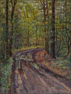 Lesn cesta mezi Staroernskem a Zminnm, 2010, olej na lepence (60x80)