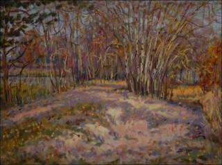 Mlz v podzimn veer na behu Oplatila, 2011, olej na lepence (60x80)