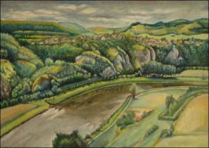 Above Berounka River - Tetn, 1990, oil on canvas panel (35x50)