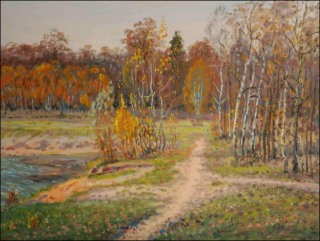 Osiky v podzimnm slunci u psnku za Hrdkem, 2009, olej na lepence (60x80)