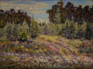 Paseka a borov les za Rokytnem, 2012, olej na lepence (60x80)