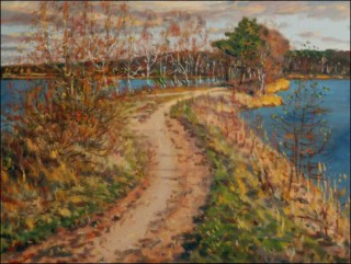 Pina mezi psnky za Hrdkem v podzimnm slunci, 2009, olej na lepence (60x80)