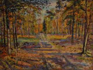 Podzim v lese za Staroernskem, 2017, olej na lepence (60x80)