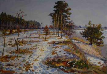 Slunn zimn den na Mlicch, 2011, olej na lepence (70x100)