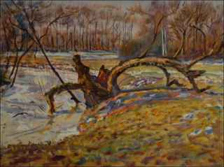 Star vrba u slepho ramene Chrudimky u Nemoic v zim, 2019, olej na lepence (60x80)