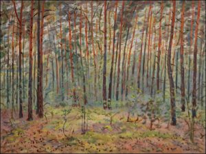 V borovm lese za Rokytnem, 2007, olej na lepence (60 x 80)