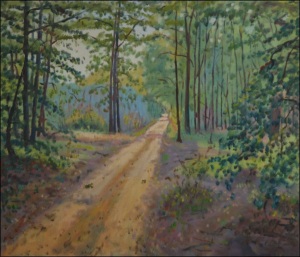 V lese za Staroernskem, 2009, olej na lepence (60x70)