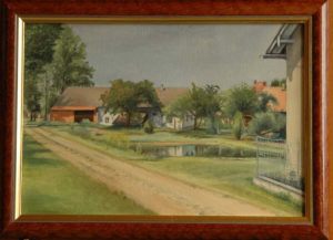 In Zachraany Village near Chlumec n. Cidlinou, 1991, oil on canvas panel (35x50)