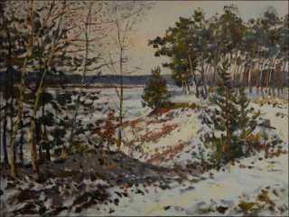 Zima na psnku v Mlicch, 2013, olej na lepence (60x80)