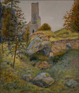Zcenina hradu Orlk u Humpolce, 2010, olej na lepence (70x60)