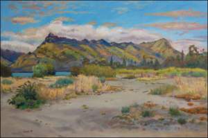 Mountains around Lake Wakatipu in Queenstown I, 2008, oil on canvas panel (51x76)