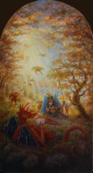 Archangel Michael, 2010, Oil on Plywood (26x48) 