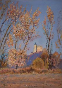 The Spring Kuntick hora Castle off Sezemice, 2017, oil on canvas panel (50x70)