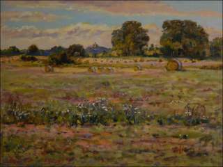 Kuntick hora Castle over A Field with Reels of Straw off Sezemice, 2011, oil on canvas panel (60x80)