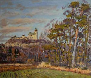 The Kuntick hora Castle off A Pine Grove between Rby and Kuntice, 2014, oil on canvas panel (60x70)