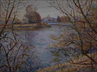 Kuntick hora Castle over The Labe River off The Confluence with Loun, 2011, oil on canvas panel (60x80)