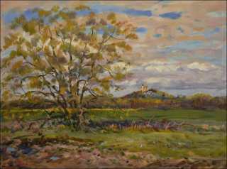 The Kuntick hora Castle from Fields between Kuntice And Labe near Lukovna, 2014, oil on canvas panel (60x80)