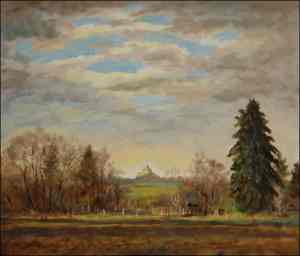 At The end of Sezemice towards Pardubice, 2006, oil on canvas panel (60x70) 