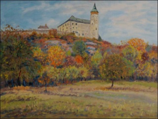 An Autumn in A Cherry Orchard below Castle, 2009, oil on canvas panel (60x80) 