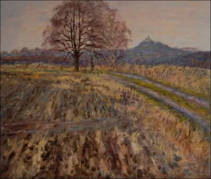 A View of Kuntick Hora Castle from The Hill above Sezemice in Late Autumn, 2010, oil on canvas panel (60x70)