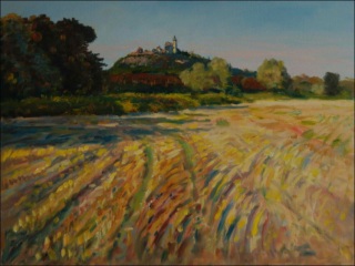 Over A Mowen Field beyond The Flying Field near Kuntice, 2010, oil on canvas panel (60x80) 