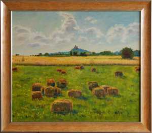 With Straw Bales off Sezemice, 2008, oil on canvas panel (60x70) 