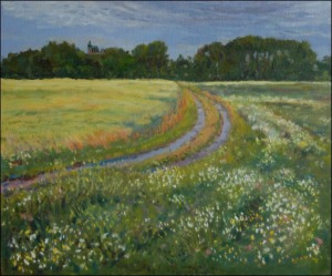 With Chamomile between Drakov And Dte, 2007, oil on canvas panel (50x60)