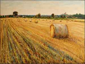 With Straw Reels near Spojil, 2006, oil on canvas panel (45x60)