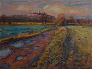 Kuntick Hora Castle in Wild Colours of Late Autumn off Kuntice, 2010, oil on canvas panel (60x80)