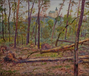 Off A Sparse Pine Forest near Kuntice, 2010, oil on canvas panel (60x70) 