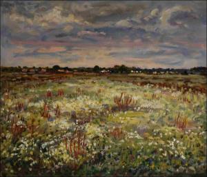 Bohumile over Meadows in Flower off a Road to Rokytno, 2014, oil on canvas panel (60x70)