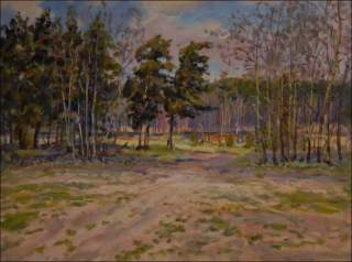 Pine Trees and Sallows next to A Spring Sand-pit in Mlice, 2011, oil on canvas panel (60x80)