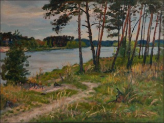 Pine Trees on A High Bank of The Sand-pit near Mlice, 2010, oil on canvas panel (60x80) 