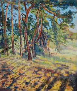 Pine Trees next to Ddek Village near Bohdane, 2008, oil on canvas panel (60x70)